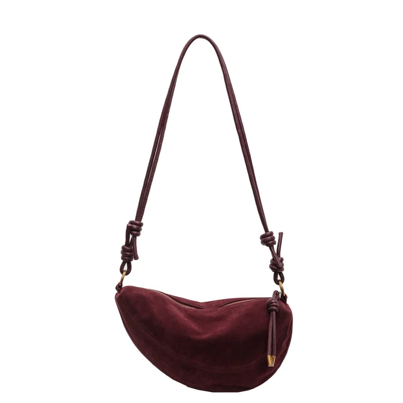 Faux Suede Party Bags for Women Hobo Shoulder Bag Single Crossbody Sac Underarm Dumpling Sweet Kidney Bags 2025 Fashion New