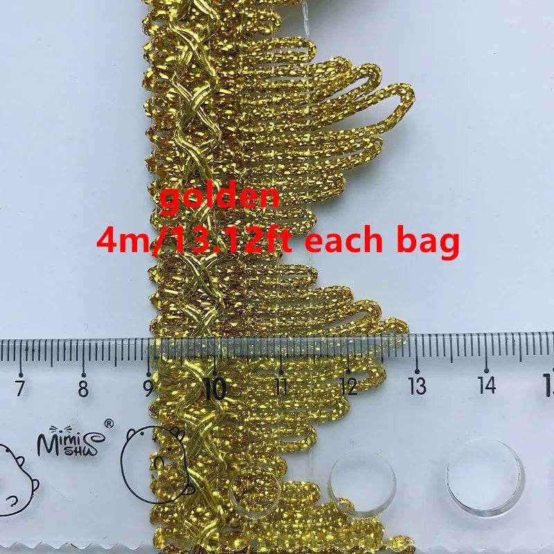 4m/13.12ft each pack Golden lace trims big wide sewing hat curtain dress accessory DIY handmake craft ribbons fabric decoration - P12 Hub Europe