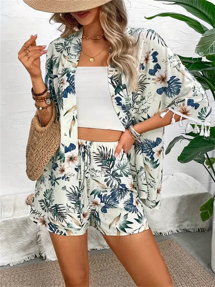 Flower Print Beach Shorts Set - P12 Hub Europe