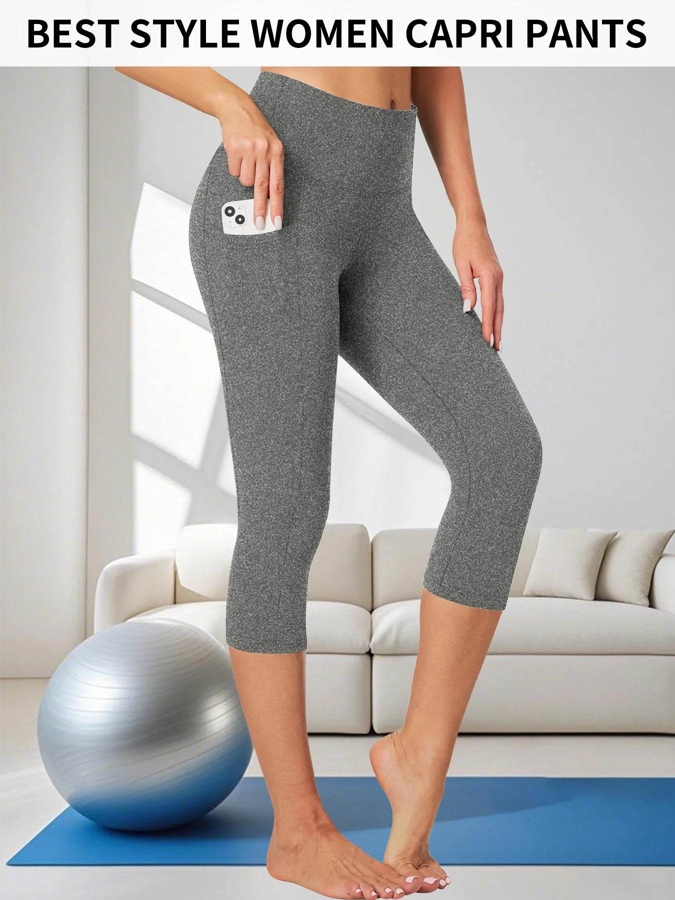 Women's High Waist Capri Leggings - P12 Hub Europe