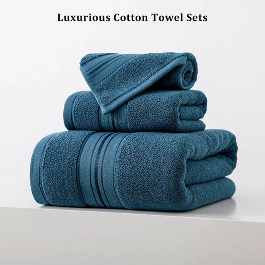 3Pcs Luxurious Cotton Towel Set Ultra Soft Highly Absorbent Includes 1 Bath Towels 1 Hand Towels 1 Washcloths For Home Bathroom - P12 Hub Europe