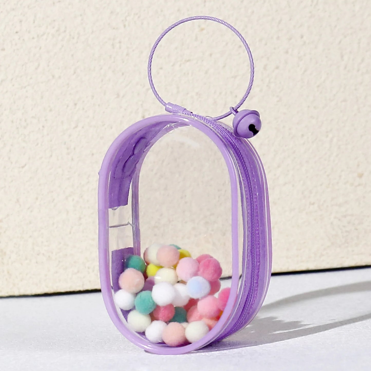 Portable Mini Clear Zipper Storage Bag Keychain Cartoon Doll Children Toy Mystery Box Organizer for Earphones Chargers Gift Bag