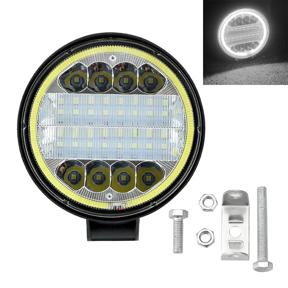 Round Headlight Car Light Assembly Fog Light Angel Eyes Lamp For 4x4 Offroad ATV UTV Tractor Work Light Bar 24LED 72W