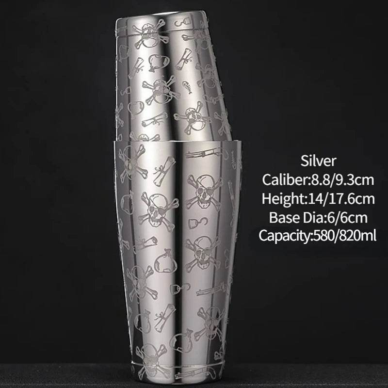 Bar Cocktail Shaker Boston Shaker Stainless Steel Engraving Shaker Bar Accessory Bartender Tools For Home And Bar - P12 Hub Europe