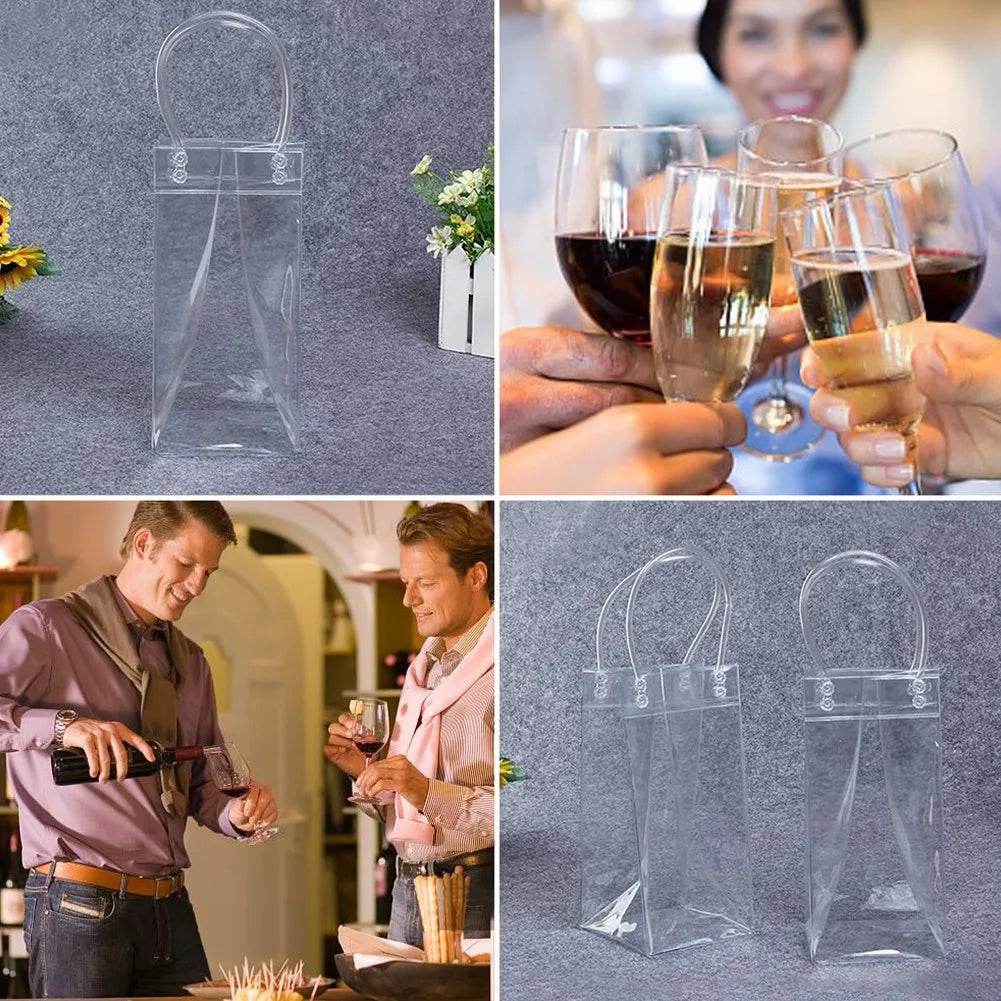 Ice Bag Wine Beer Champagne Bucket Drink Bottle Cooler Chiller Foldable Carrier PVC Ice Wine Bag Picnic Ice Wine Utensils - P12 Hub Europe