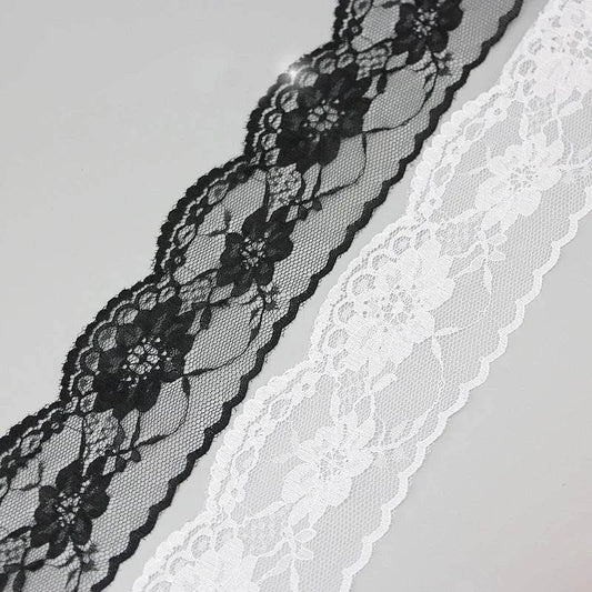 (10 yards/roll) 65mm white and black Lace fabric Webbing Decoration Lovely gift packing Material - P12 Hub Europe