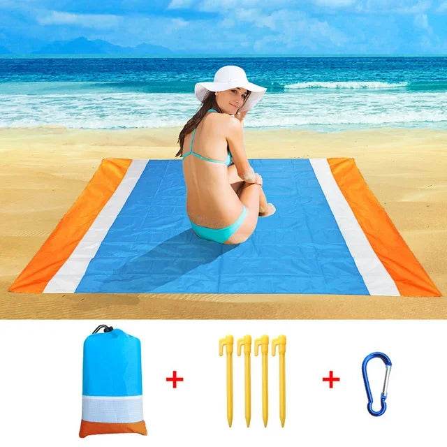 2x2.1m Waterproof Pocket Beach Mat Blanket Folding Camping Mattress Portable Lightweight Mat Outdoor Picnic Mat Sand Beach Towel - P12 Hub Europe