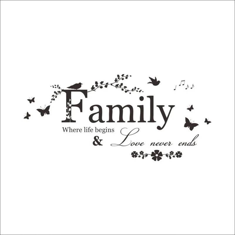 Family Love Never Ends Quote Vinyl Wall Decal Wall Lettering Art Words Wall Sticker Home Decor Wedding Decoration Living Room - P12 Hub Europe