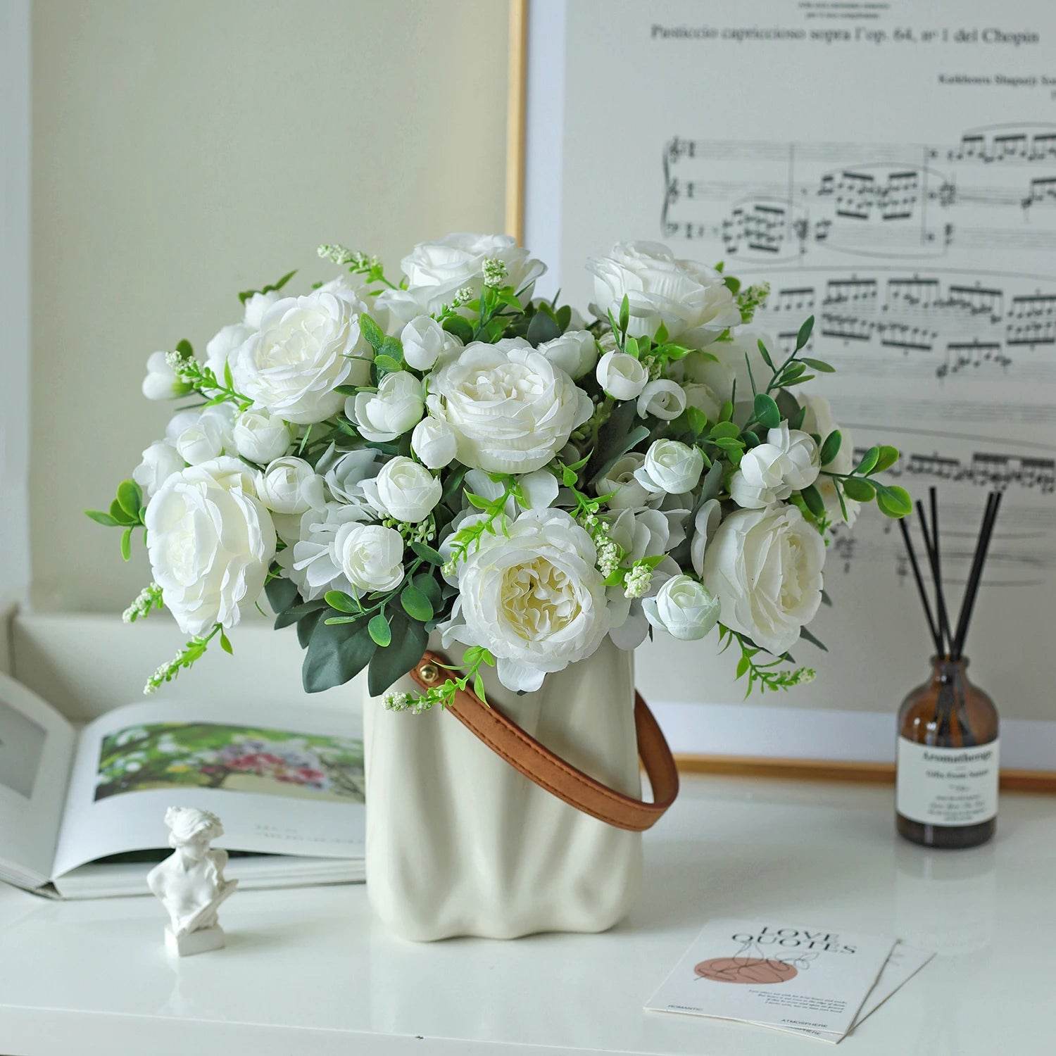1PC Artificial Flowers Wedding Home Bedroom Decoration Bridal Bouquet Garden Fake Silk Peony Hydrangeas Vase for Board Outdoors - P12 Hub Europe