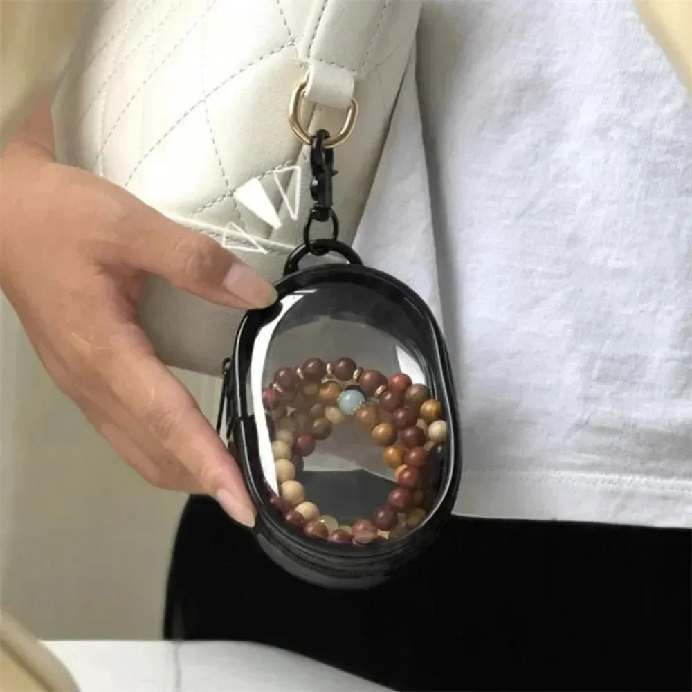 Portable Mini Clear Zipper Storage Bag Keychain Cartoon Doll Children Toy Mystery Box Organizer for Earphones Chargers Gift Bag
