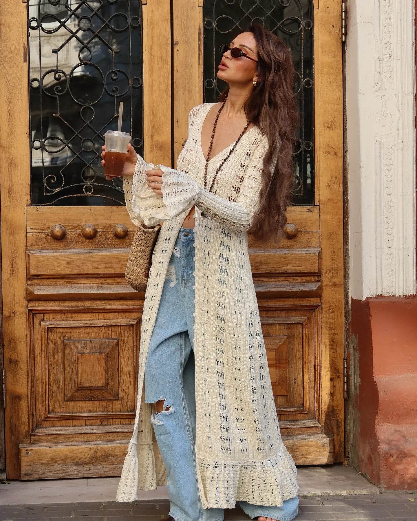 See-Through Knit Cardigan Dress - P12 Hub Europe