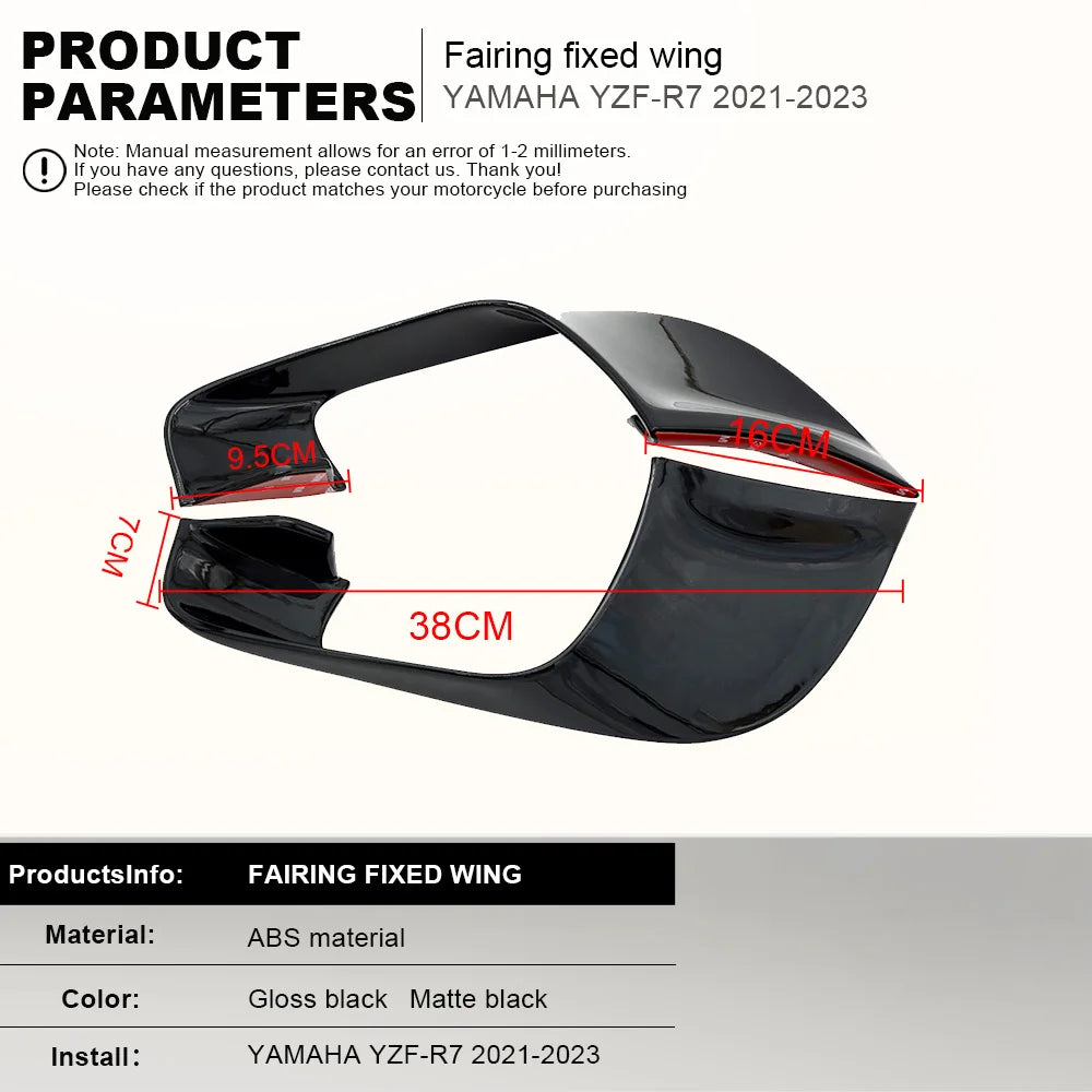 Motorcycle fixed wing cover, For Yamaha YZF-R7 YZFR7 2021 2022 2023 aerodynamic frame, YZF R7 new wing air guide spoiler aileron