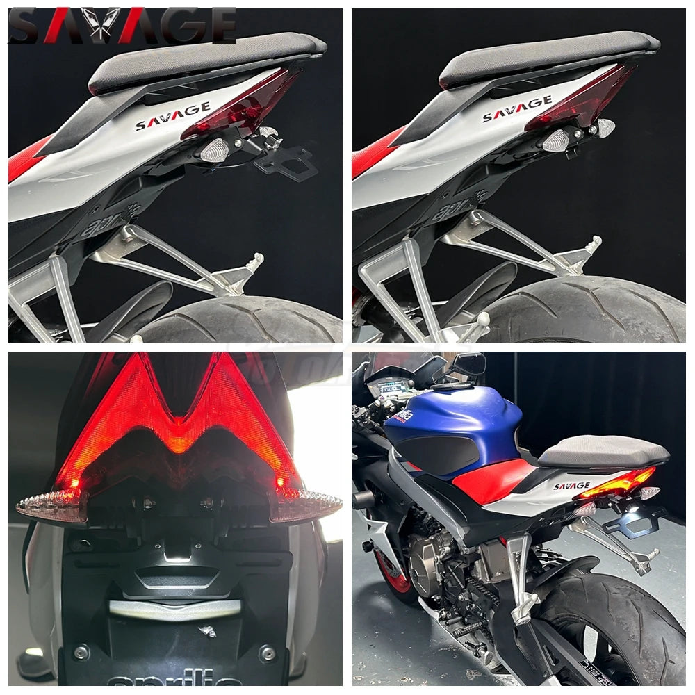 For Aprilia RS660 RSV4 1100 Folding License Plate Holder Tuono V4 660 2020-2025 Fender Eliminator Tail Frame LED Plate Light
