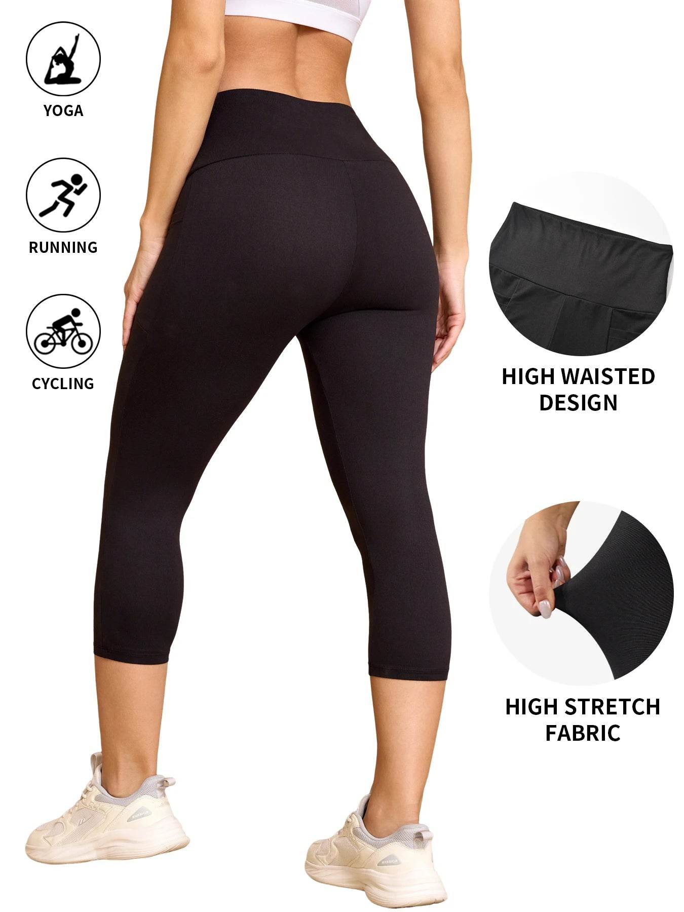 Women's High Waist Capri Leggings - P12 Hub Europe