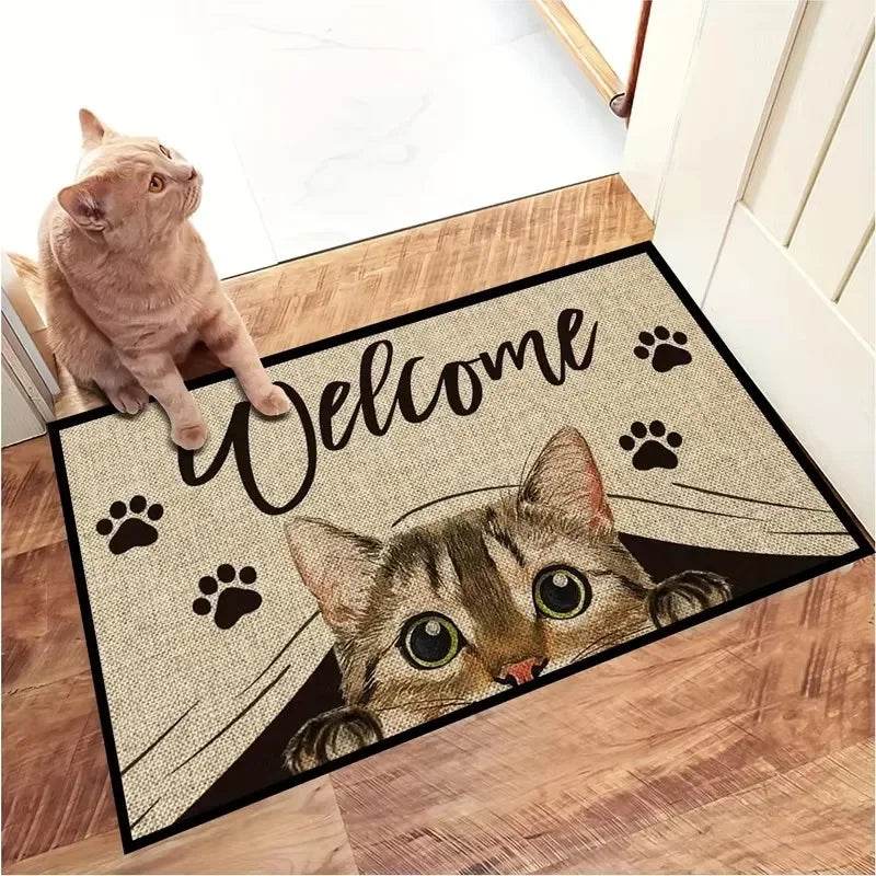 VIKAMA Upgraded Material Black Cartoon Cat Moving Thickened Doormat Living Room Bedroom Kitchen Bathroom Carpet Home Decor - P12 Hub Europe