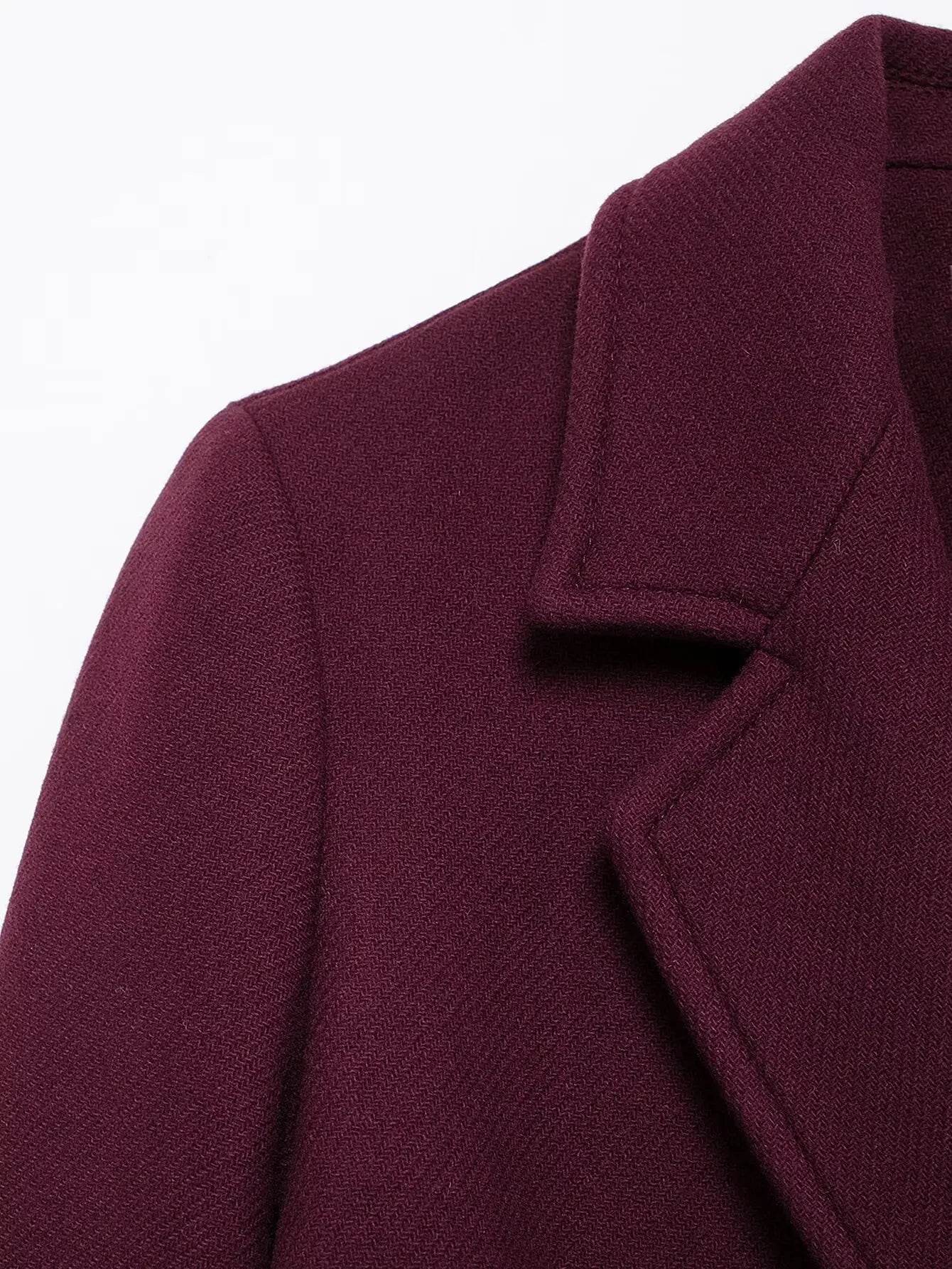Burgundy Wool Blend Coat - P12 Hub Europe