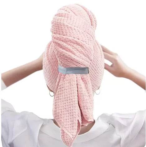 Large Solid Color Water Absorbent Hair Drying Towel Microfiber Hair Towel Wrap With Elastic Strap Soft Quick Drying Towel - P12 Hub Europe