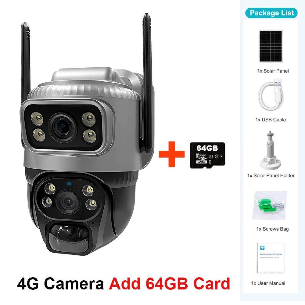 Outdoor Camera 4G Solar Dual Lens 8MP, PIR Detect, Color Night - P12 Hub Europe