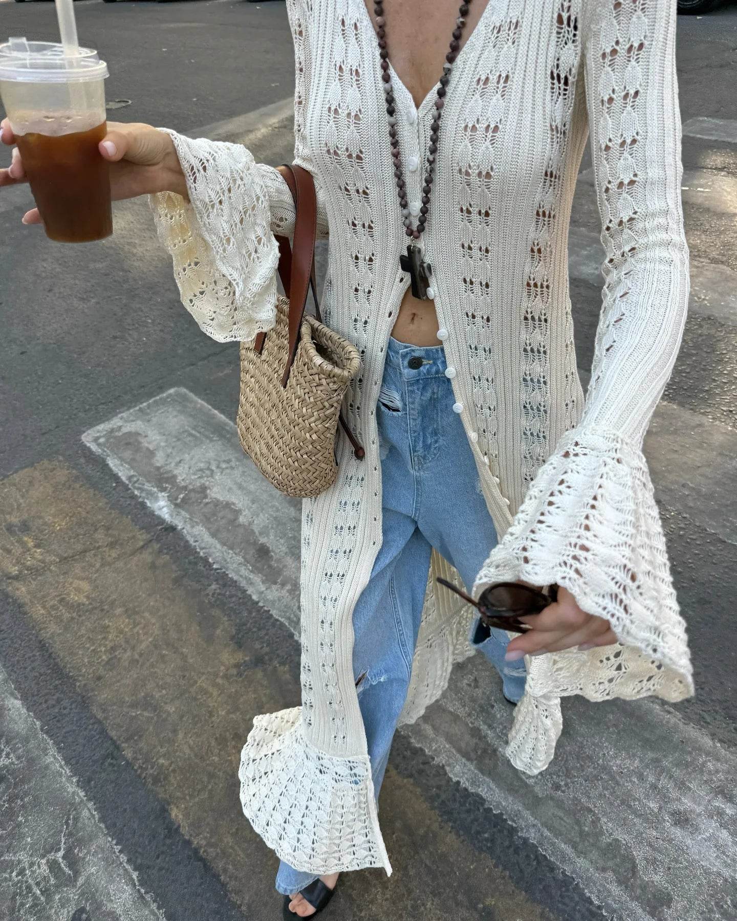 See-Through Knit Cardigan Dress - P12 Hub Europe