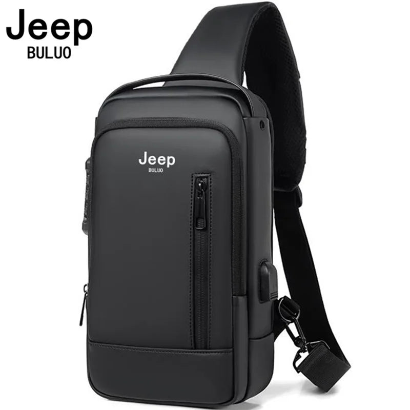 JEEP BULUO Hot New High Quality Men Chest Sling Bags Motorcycle Crossbody Shoulder Bag Travel Pack Anti-theft Male Fashion Brand