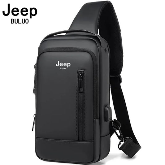 JEEP BULUO Hot New High Quality Men Chest Sling Bags Motorcycle Crossbody Shoulder Bag Travel Pack Anti-theft Male Fashion Brand