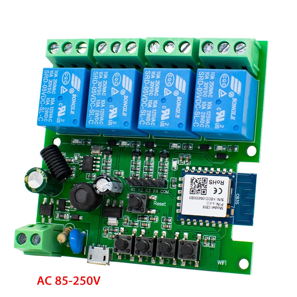 4CH Tuya Wifi Smart Switch AC 220V 85-250V 7-32V 10A Relay Intelligent Automation Module Controller Work With Alexa Google Home