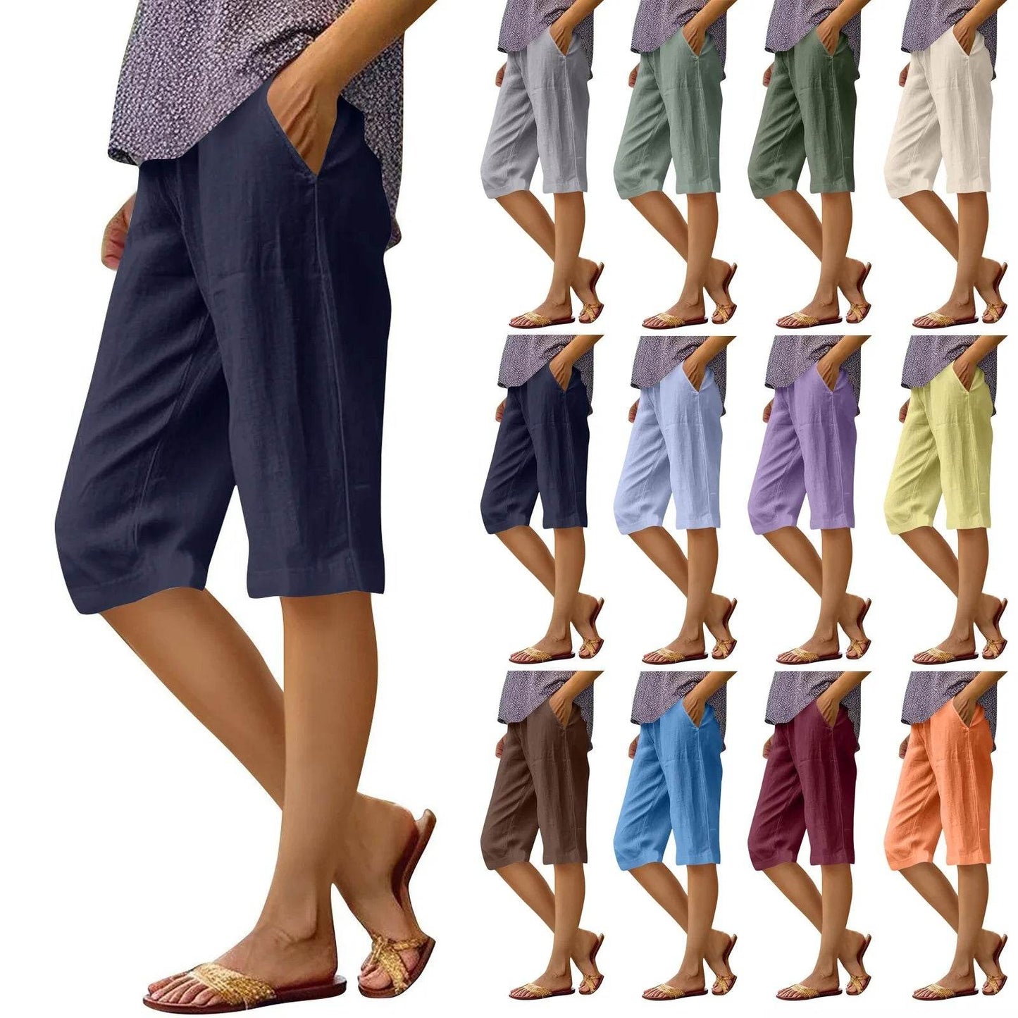 High Waist Solid Workout Capris - P12 Hub Europe