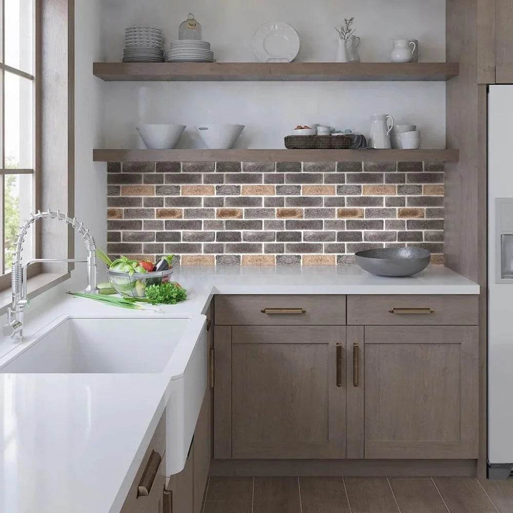 3D Wall Sticker Self-adhesive Faux Brick Wall Panel Peel and Stick Tile Backsplash for Kitchen Bedroom Waterproof Tile Sticker - P12 Hub Europe