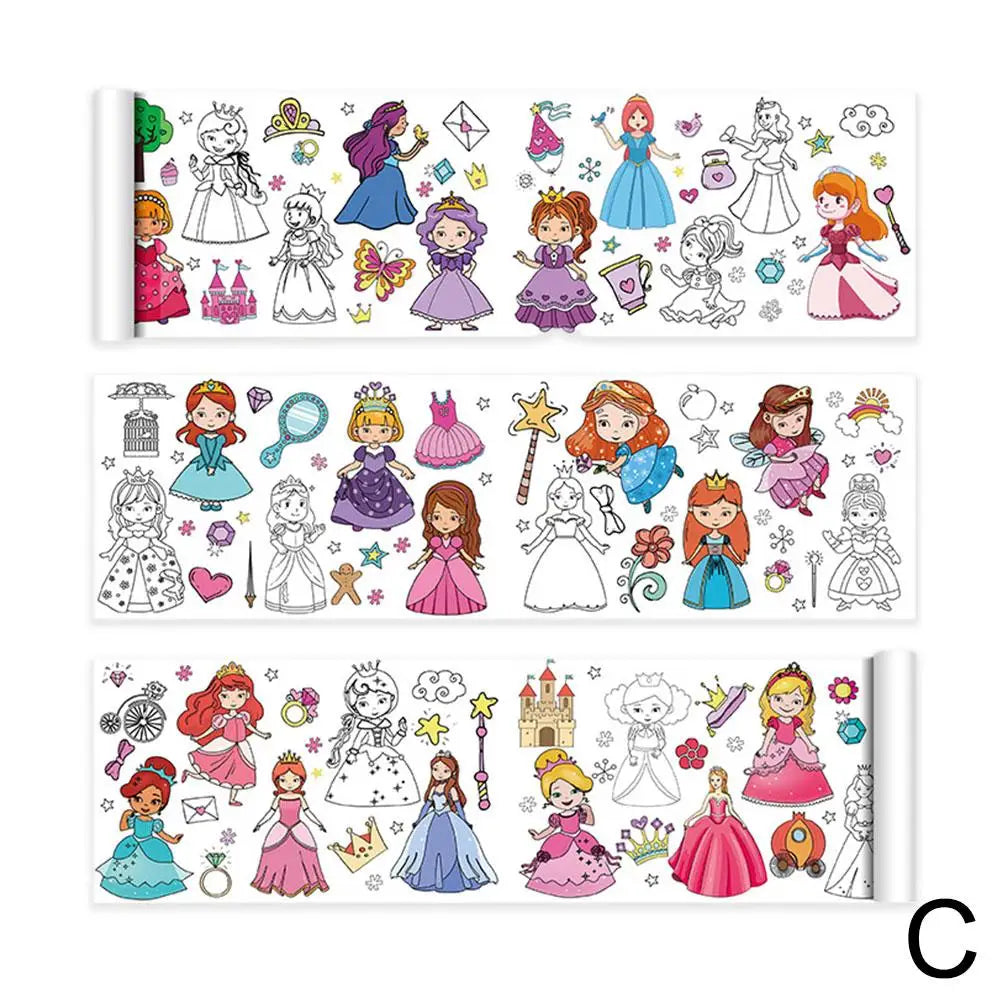 Children's Drawing Roll Sticky Color Filling Paper Graffiti Scroll Coloring Paper Roll For Kids DIY Painting Educational Toys