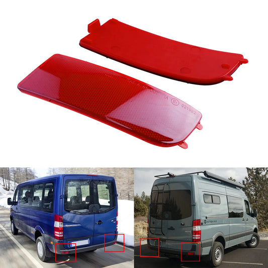 2 Red Rear Bumper Reflector Tail Light Assembly Cover For Mercedes Sprinter W906
