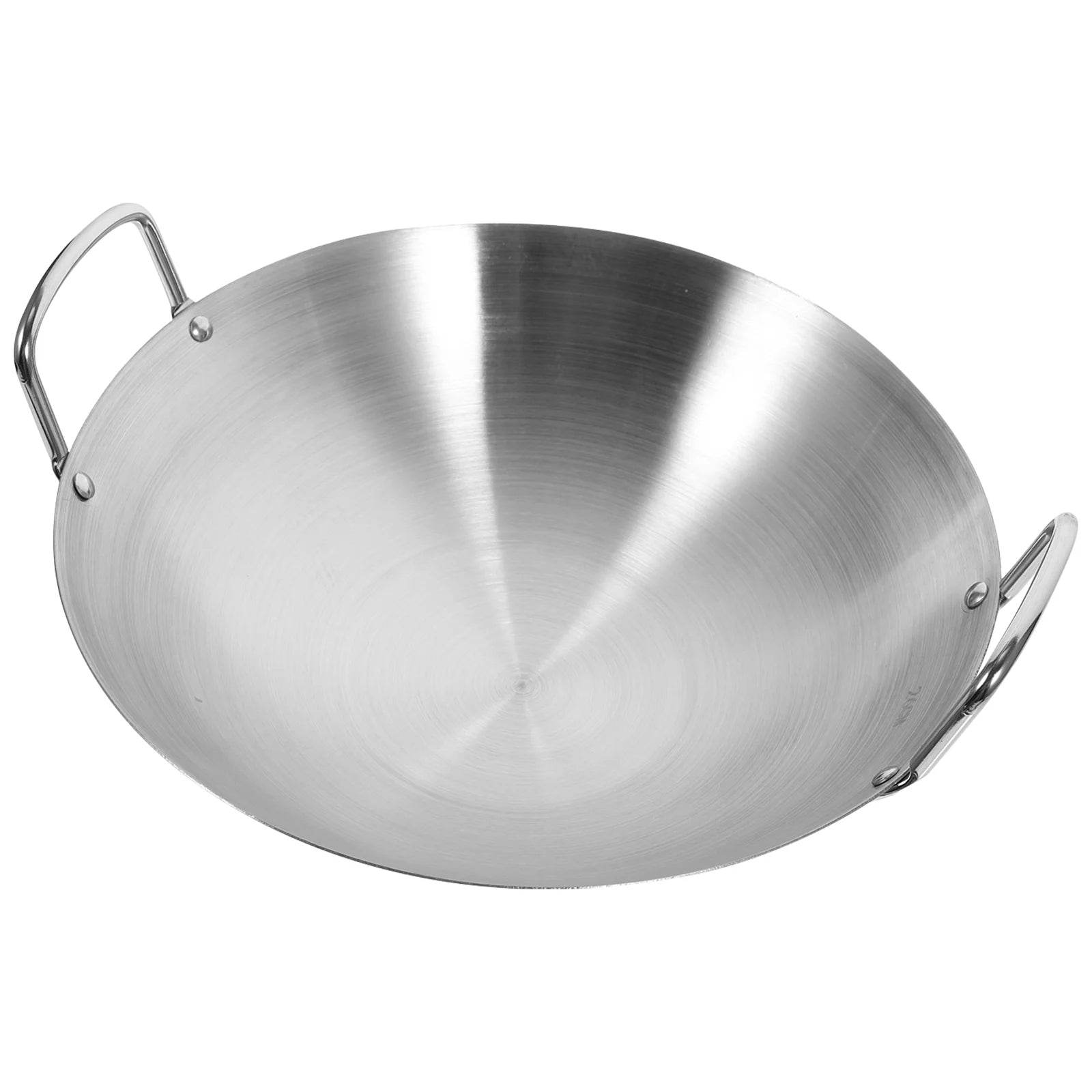 Round Bottom Kitchen Utensil Stainless Steel Wok Fry Pot Cooking Pan Kitchen Utensil Gas Stove Compatible Cookware Dining Bar - P12 Hub Europe