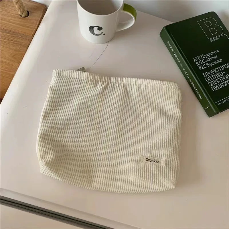 Corduroy Makeup Bag for Female Internet Celebrity, Large Capacity Lipstick Makeup, Change, Mobile Phone, Handheld Bag