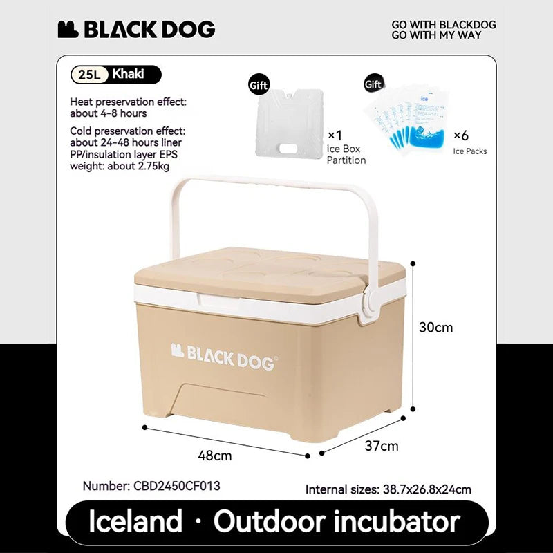 Naturehike BLACKDOG 25L/13L/5L Cooler Box Portable Camping Picnic Large Capacity Outdoor Fishing Car Insulated Refrigerator Box