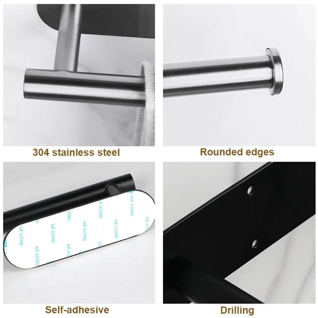 Self Adhesive Toilet Paper Towel Holder Punch-free Roll Paper Holder Kitchen Hook Storage Holder Stainless Steel Wall Mount - P12 Hub Europe