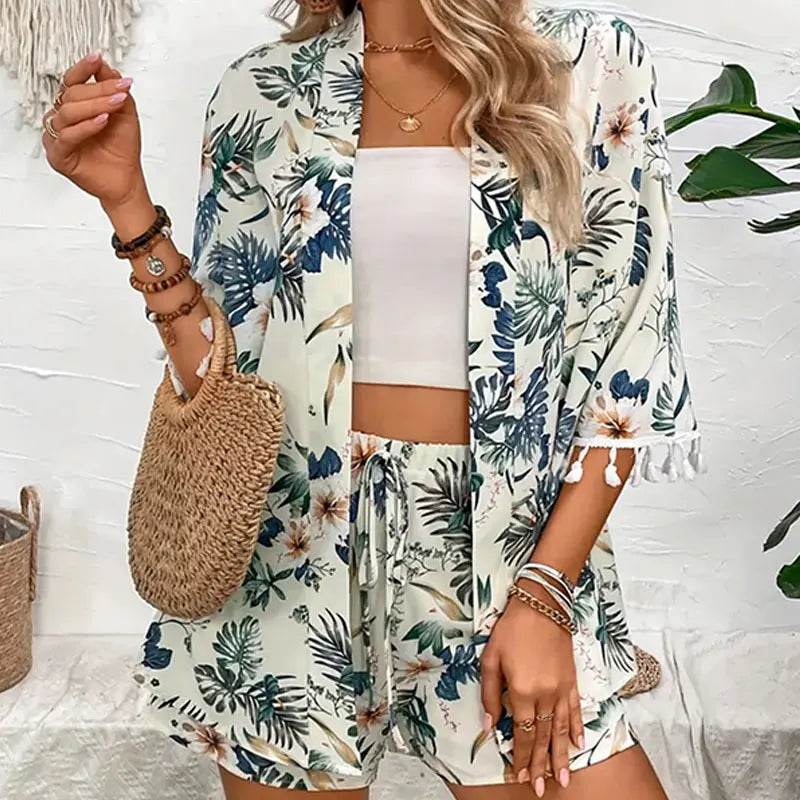 Flower Print Beach Shorts Set - P12 Hub Europe