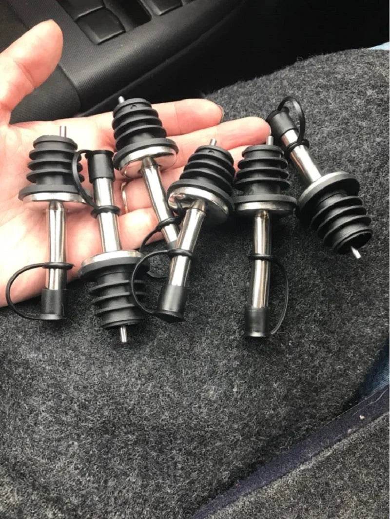 1PC Stainless Steel Oil Bottle Spout Pourer/Mouth with Stopper Flask Dry Red Wine Pot Bottle Cork Plug Olive Pourer Dispenser - P12 Hub Europe