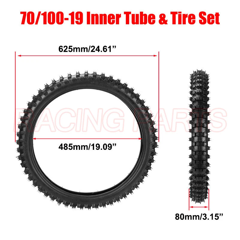 Motorcycle 19" 70/100-19 Rear Tire Tube Pit Bike 125/150cc for Apollo TTR125 KX100 CR80 YZ85 Dirt Pit Bike