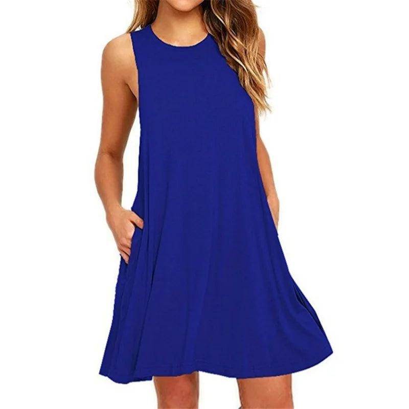 Casual T-Shirt Mini Dress Tank Top Pockets - P12 Hub Europe