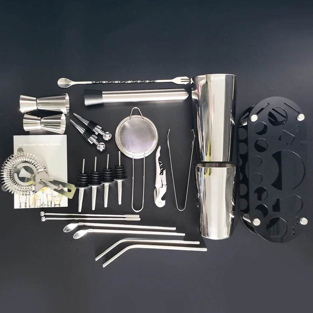 13-22Pcs 750ml 600ml Boston Cocktail Shaker Bar Tools Wine Mixer Set Bartender Cocktail Shaker Tool Kit with Holder - P12 Hub Europe