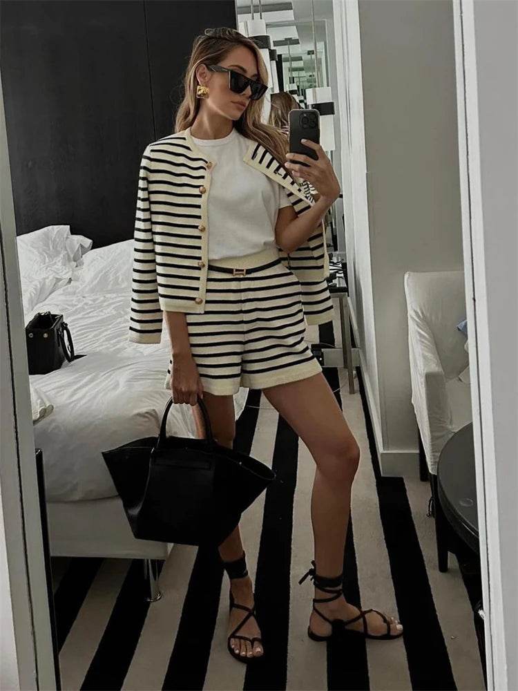 Tossy Zebra Knit Shorts Set - P12 Hub Europe