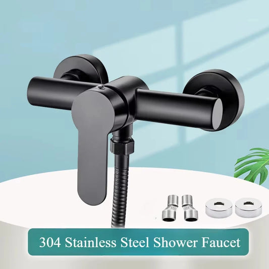 304 Stainless Steel Bathroom Shower Faucet Wall Mounted Triple Tub Faucet Hot and Cold Water Mixing Valve Faucet with G1/2 Inch