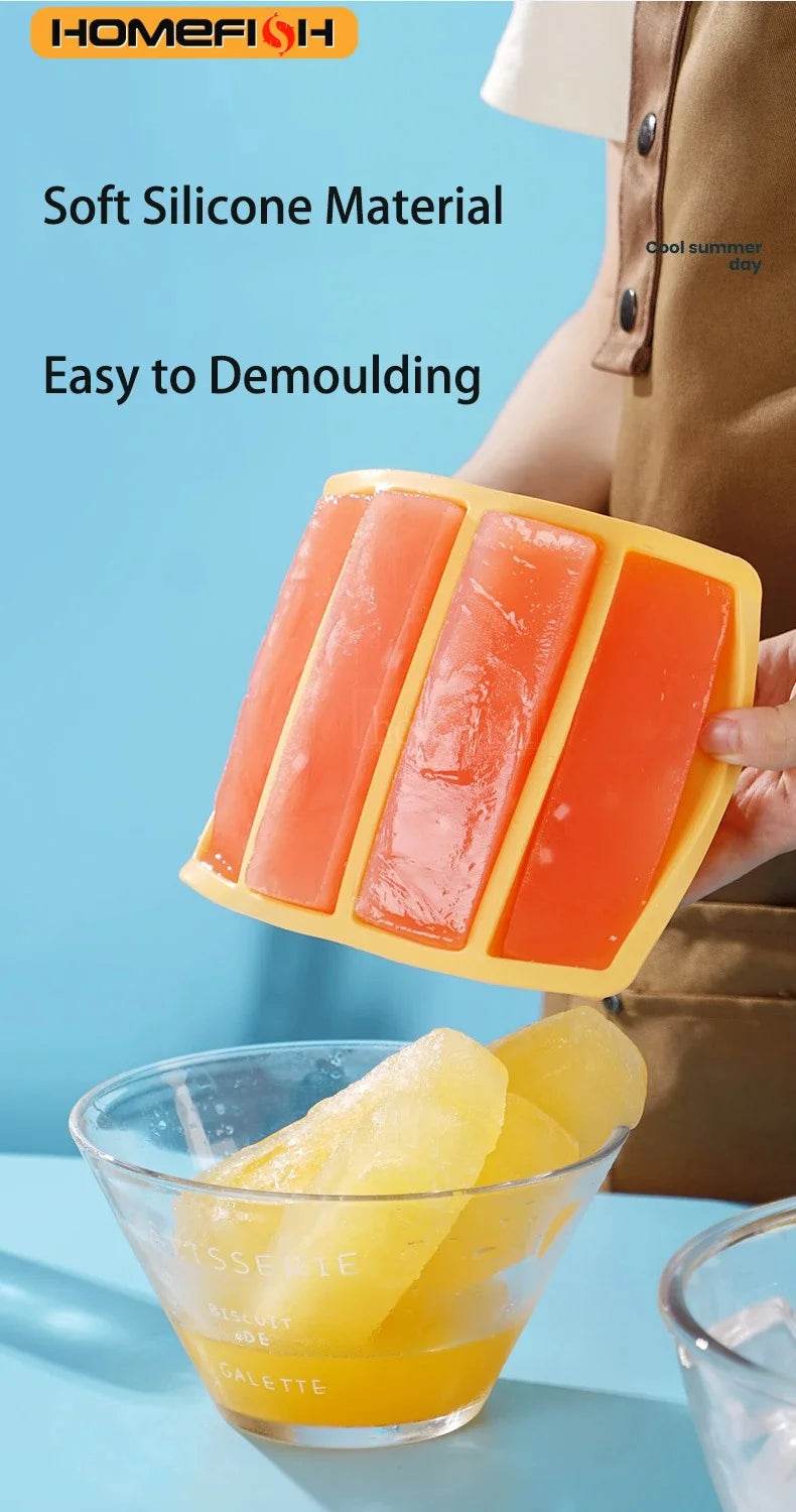 Strip-shap Ice Cube Trays Giant Silicone Ice Cubes Square Tray Mold Non-toxic Durable Wine Ice Cube Easy-Release Ice Cube Molds - P12 Hub Europe