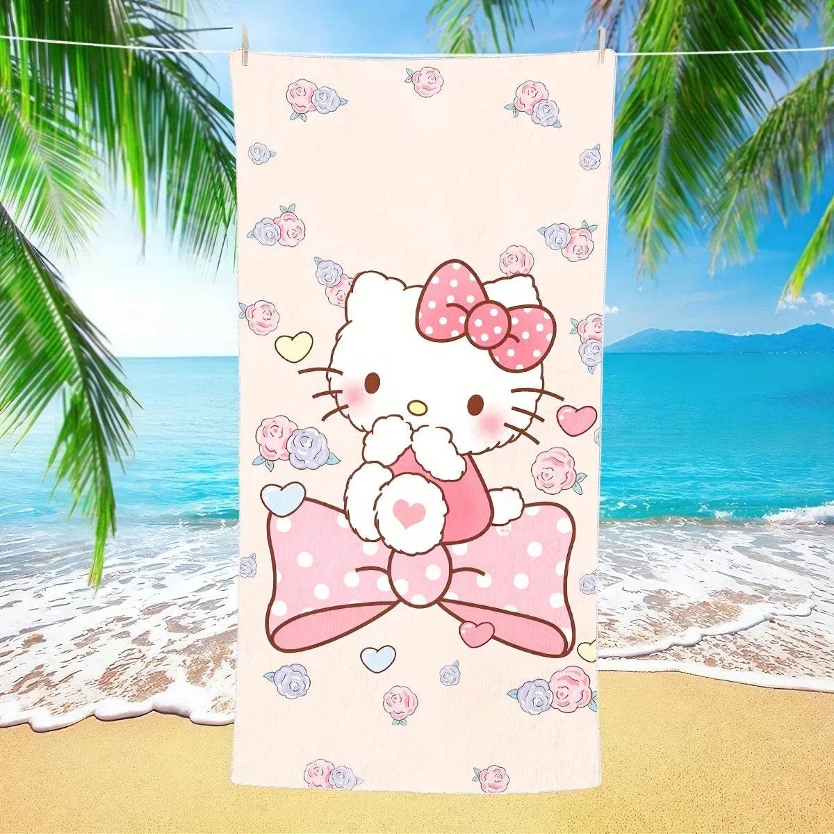 Hello Kitty Leopard Print Personalized Beach TowelMicrofiber terry bath towels for yoga, travel, swimming, fitness and camping - P12 Hub Europe