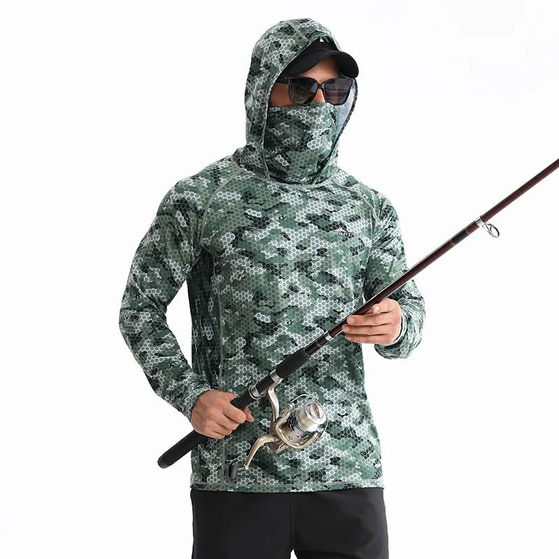 Outdoor Fishing Sunscreen Clothes Ice Feel Hooded Sunscreen Clothes UV Resistant Quick Drying Loose Coat Fishing Clothes
