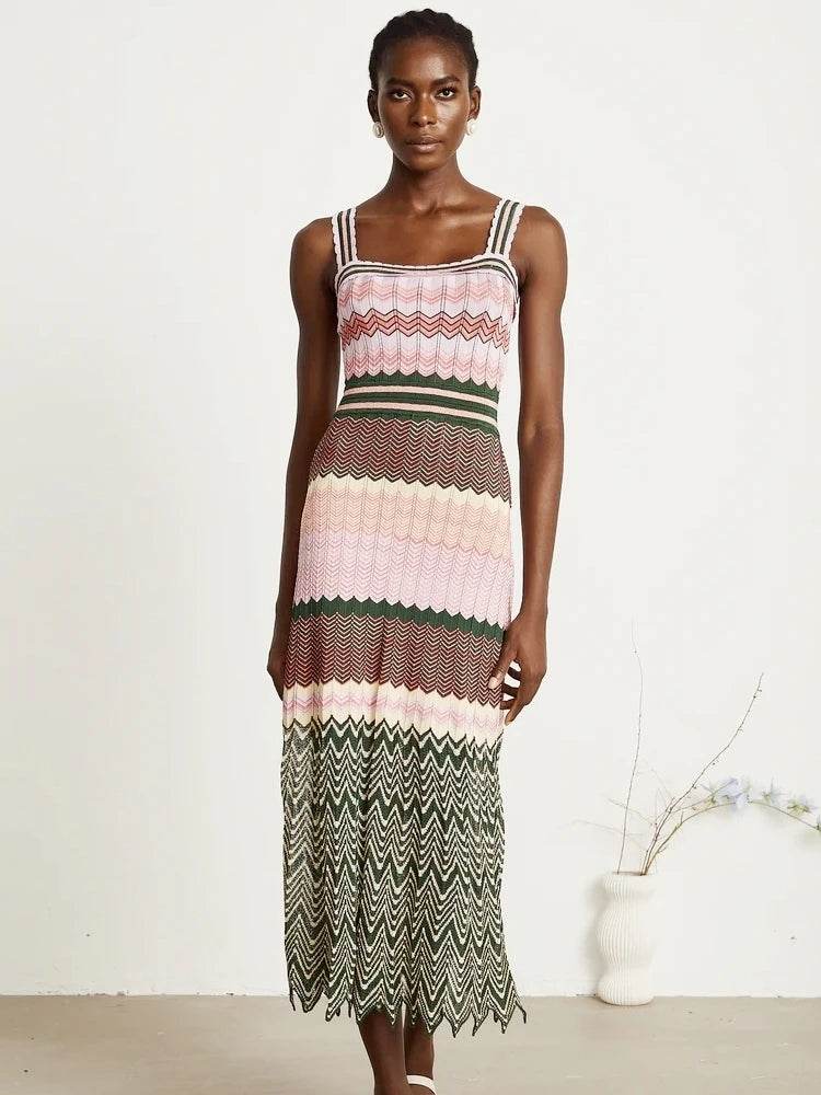 African Knitted Maxi Dress - Boho Vacation & Vintage Style - P12 Hub Europe