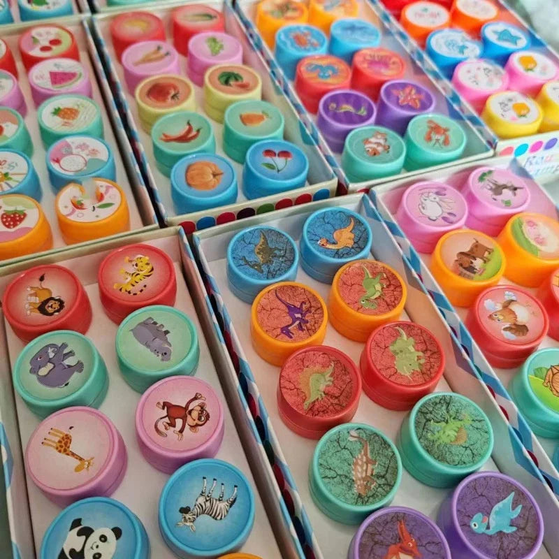 10pcs Assorted Stamps for Kids Self-ink Stamps Children Toy Stamps Smiley Face Seal Scrapbooking DIY Painting Photo Album Decor