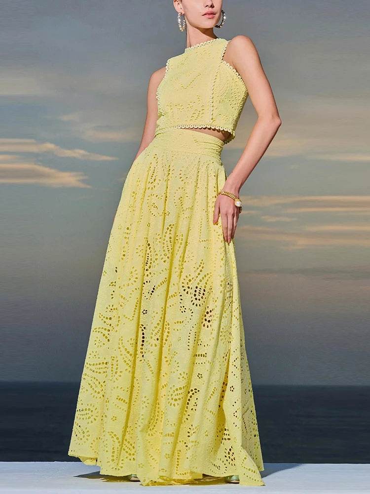 Embroidery Hollow Skirt Set - P12 Hub Europe