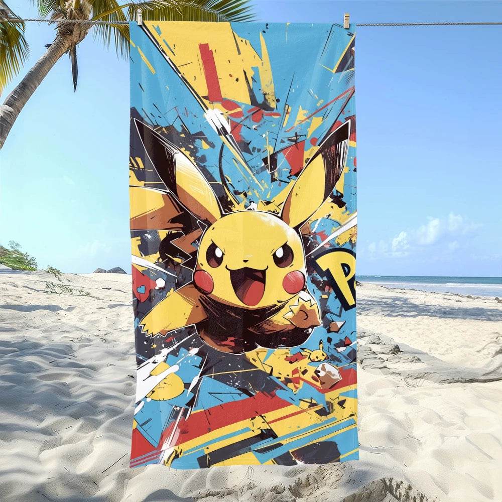 Pikachu-Printed Beach Towels: Fun for Pokémon Fans at the Shore! Suitable for towels, bath towels, beach towels - P12 Hub Europe