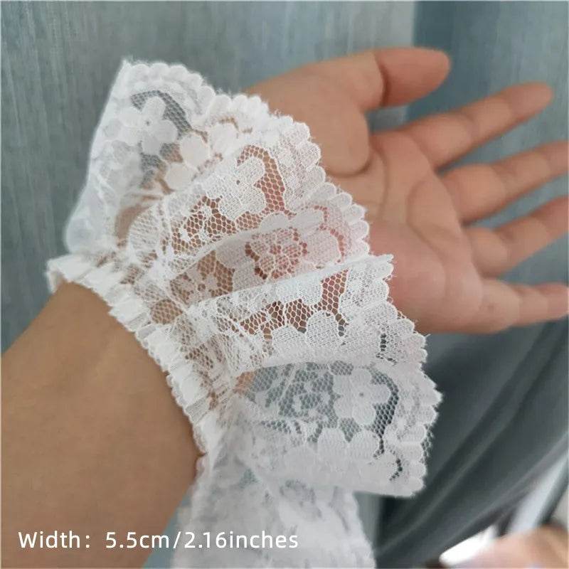 5.5CM Wide HOT Embroidery White Black 3D Flower Lace FabricTrim Ribbon DIY Sewing Applique Collar Dress Wedding Guipure Decor - P12 Hub Europe