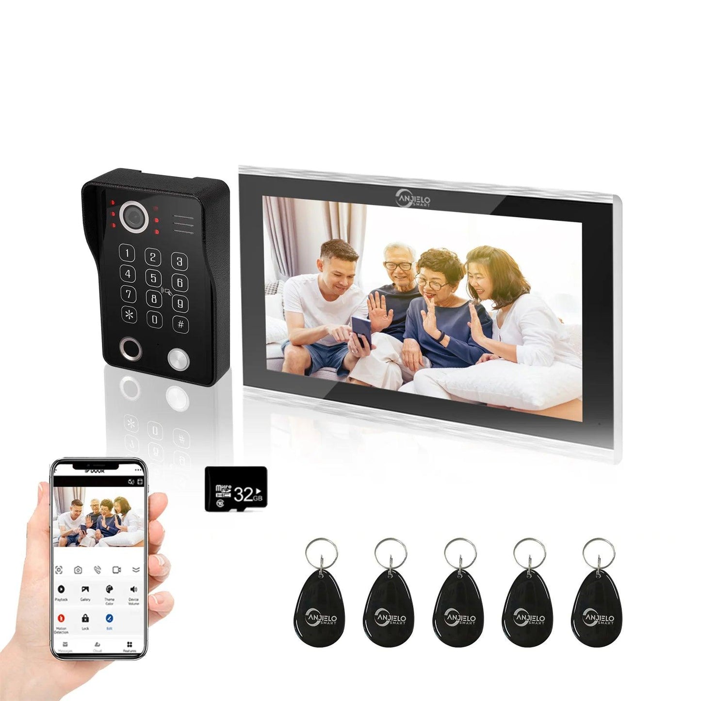 Video Intercom  Tuya 1080P 148° View, Fingerprint, App, 7/10" Touch